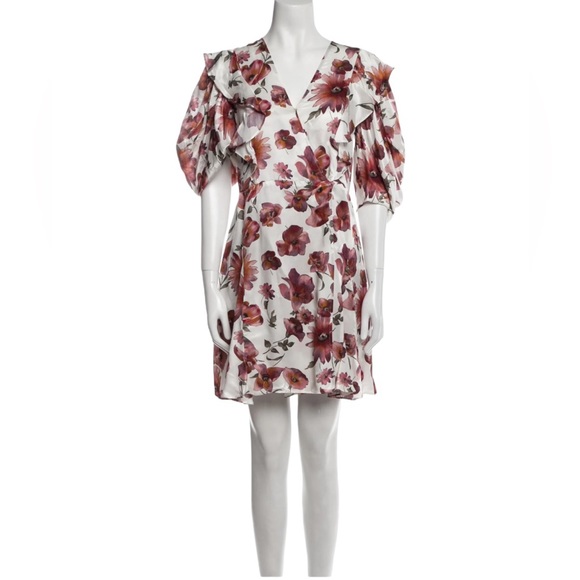 THE KOOPLES Short Wrap Dress with Bold Floral Print Ruffles #Girlcore - Medium - Picture 2 of 16